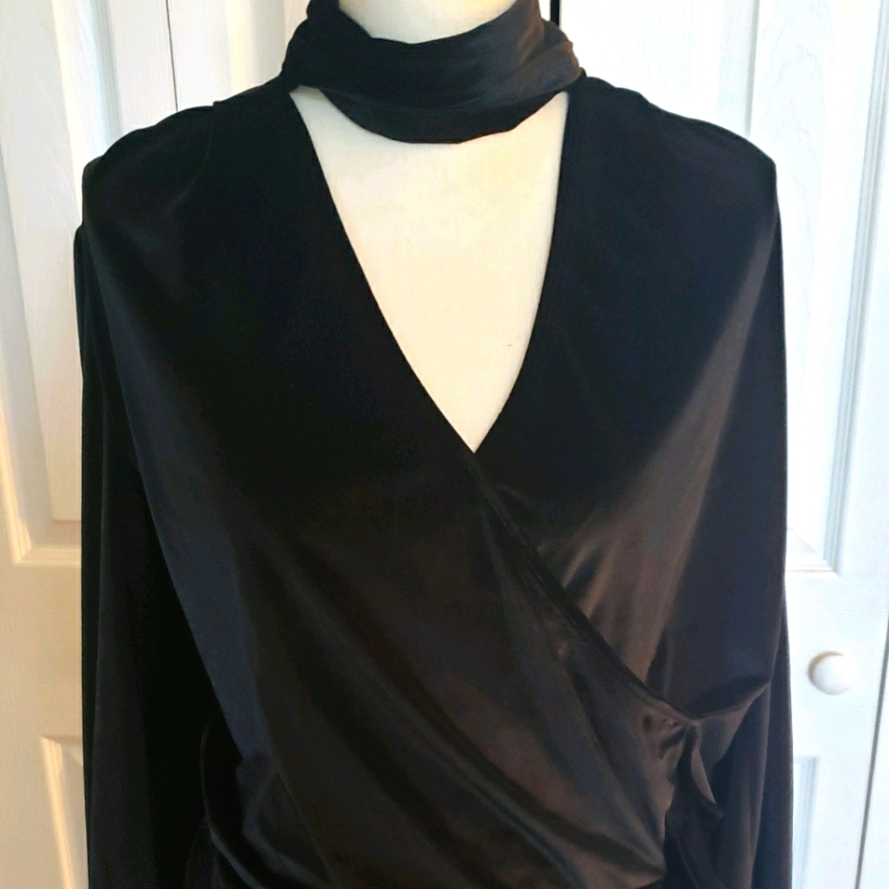Black Velour Blouse Long Sleeve